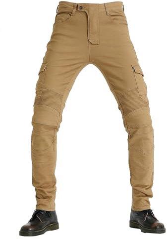 HULG Motorradhose Herren,motorrad Jeans Herren,motorradhose Herren Mit Protektoren,motorradbekleidung Herren,Suitable for Winter and Summer (Khaki,3XL)