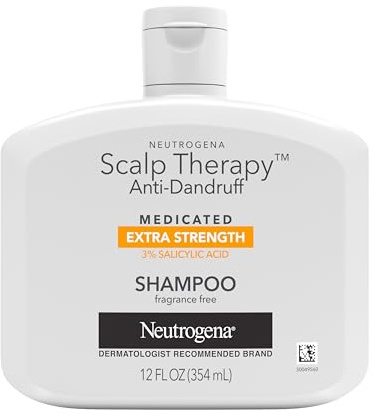 Neutrogena Scalp Therapy Anti-Dandruff Extra Strength Medicated Shampoo with 3% Salicylic Acid, Helps Prevent, Fight, & Control the Recurrence of Dandruff, Fragrance Free, 12 fl. oz