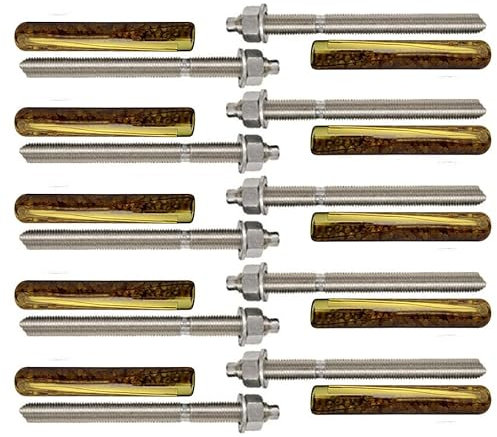 Lot de 10 barres d'ancrage pour charges lourdes + cartouche d'ancrage composite en acier galvanisé ou acier inoxydable (acier galvanisé, M16 x 190 mm)