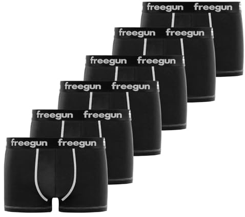 Boxer Homme Coton, Caleçon Homme Ultra-Doux et Stretch (Lot de 6), Noir Taille XL