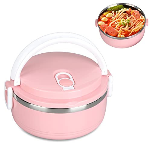 Thermos per cibi Caldi, portapranzo, Scatola Termica impilabile per Alimenti Caldi, Contenitore Isolante per Alimenti Caldi in Acciaio Inox 304 contenitori per Alimenti (Rosa)