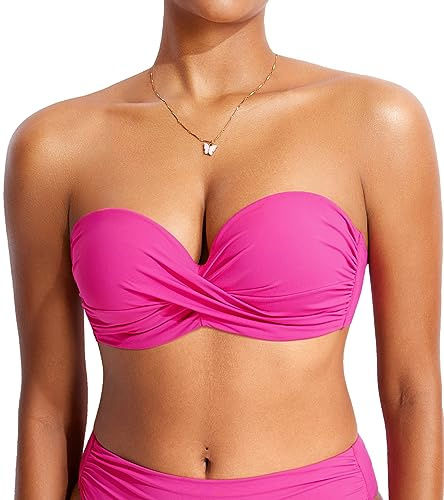DOBREVA Bikinitop med bygel och bandeau-motiv | för kvinnor,Mjukt stretchtyg, Konvertibla axelband, Ej avtagbar vaddering, Axelbandslös baddräkt, För stranden