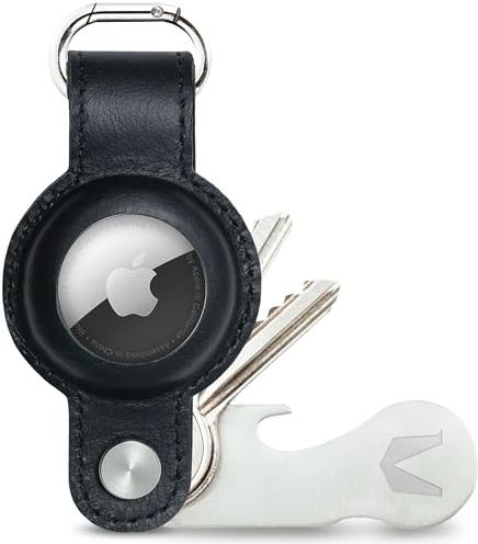 MAGATI Airgonizer (Schwarz) – Schlüssel Organizer mit AirTag Schlüsselanhänger aus hochwertigem Leder & Multitool – Kompatibel mit Apple Airtag 1 & 2 – 1 Jahr Code24 Fundservice inklusive