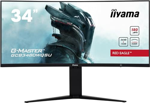 iiyama GCB3480WQSU-B1 34 UW Panel VA, Curvo Gaming 1500R, G-Master Red Eagle, 3440x1440, 180Hz (21:9), 0,4ms (MPRT), 420cdm² HDR400, FreeSync Premium Pro, Altavoces, 2xHDMI, 2xDisplayPort