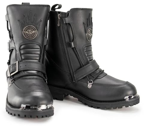 Milwaukee Leather Men’s Plain Toe Biker Boots - Leather Motorcycle Riding Boots - 12