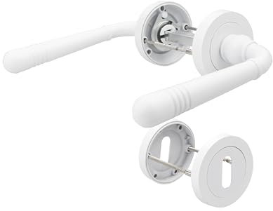 VERAMET® Poignée de porte blanche - Poignée de porte moderne pour porte intérieure - Poignée de porte de qualité supérieure avec rosaces - Facile à monter - Poignée de porte de chambre