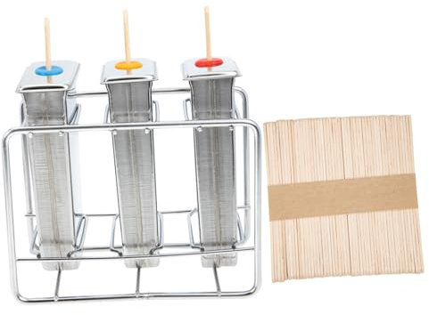 TOPBATHY 1 Juego Molde De Helado De Acero Inoxidable Estallidos Hielo Fabricante De Helados Moldes De Goma Dispensador Cubitos Bloquear Arrollado Cubo Sable De Luz Paraca Silver Madera