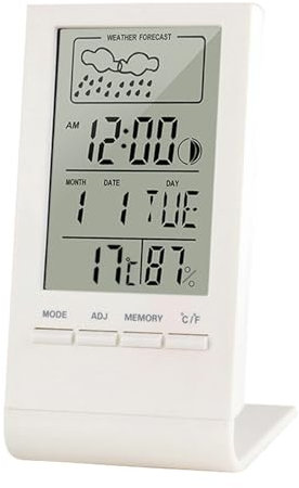 Station météorologique numérique intérieur/extérieur avec Horloge Radio-pilotée, Affichage des Tendances et Date/Jour de la Semaine – Thermomètre connecté pour Maison et Bureau