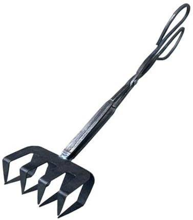 Pinza in ferro resistente per la movimentazione di carbone e legna da ardere, ideale per campeggio e attività all'aperto