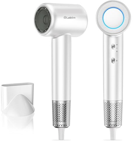 Labiim Hair Dryer, High-Speed Ionic Low Noise Blow Dryer with Brushless Motor for Fast Drying, Thermo-Control Quiet Compact Hair Blow Dryer, Hairdryer with 1 Nozzle Attachments for Home Salon Travel