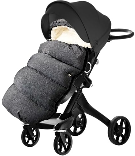 Aloskart Saco Silla Paseo Universal Invierno, Saco Carro Bebe Invierno Universal, Doble Espesamiento, Saco Silla Carrito Bebe, para Cochecito Coche o Asiento de Bebé (Gris Oscuro-2024)