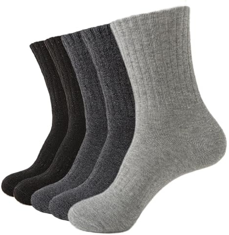 Josnown Calcetines Térmicos Hombre, 5 Pares Calcetines Termicos de Invierno con Rizo Suave, Suave Grueso, Adecuado para Hogar Trabajar Trekking Senderismo, Talla 39-45