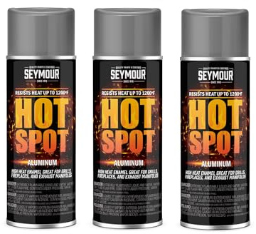 16-1201 Seymour Hot Spot Hi-Heat Resistant Spray Paint, Aluminum, 12 oz – 3-Pack, Up to 1200°F, Fast-Drying, Durable Finish