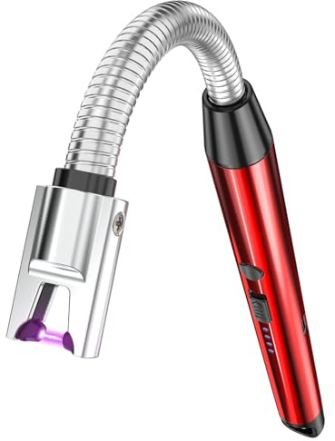 MIIVII Candle Lighter, Electric Rechargeable USB, Long Flexible Neck Windproof Flameless Arc Lighter for Candles, Camping, Stove (red)