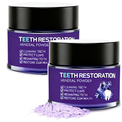 2PC Zahnreparatur Mineralpuder,Zahnrestauration Pulver,Zahn Reparatur Pulver,Natürliche Zahnstärkung & Zahnfleischpflege， Für frischen Atem & tägliche Reinigung (50g/1.76OZ)