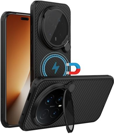 teroxa Coque pour Honor Magic 8 Pro, protection d'objectif d'appareil photo, support pliable en TPU, coque arrière en polycarbonate compatible avec les coins MagSafe antichoc (noir)