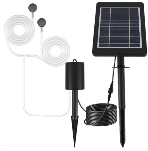 FUBESK Aireador solar para estanques de 3 W, 6 V, bomba de aire solar con 3 modos para estanques de jardín y acuarios, color negro