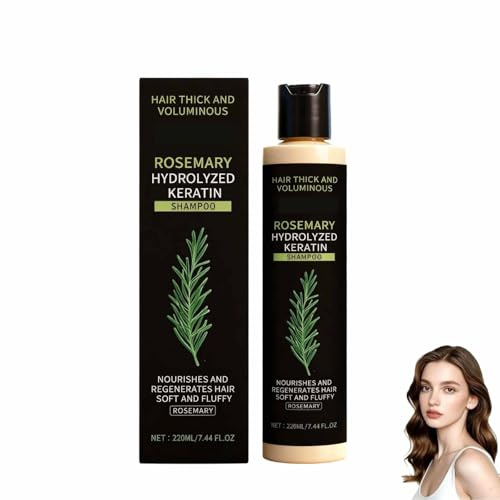 Rosmarin-Biotin-Shampoo, 2026 Neues Rosmarin-hydrolysiertes Keratin-Shampoo gegen Haarausfall für Frauen, voluminös, für dünner werdendes, trockenes, geschädigtes Haar und Haarausfall (1)
