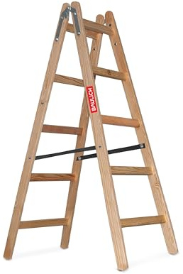 BAULICH - Escalera de Madera para Pintar 2x5 - Estructura desplegable y Extensible - Peldaños impregnados para Trabajos de reparación, Pintura de Interiores y renovación