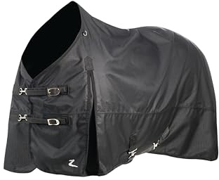 HORZE Nevada Medium Weight 1200D Waterproof Horse Turnout Blanket (200g Fill) - Black - 75 in