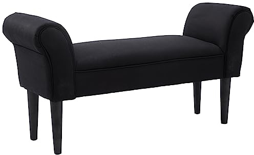 HOMCOM Banco Zapatero Banqueta con Brazos Tapizada Tipo Banco de Madera para Dormitorio Salón Recibidor 102x36x51cm Carga 130kg