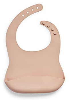 Jollein - Babero de silicona, 26 cm, longitud x 21 cm, color rosa