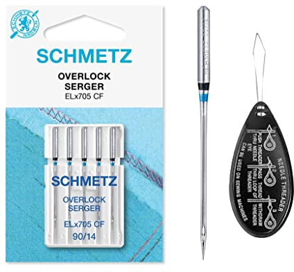 Overlock/Serger ELx705 CF (Chrome Finish) Coverstitch Sewing Machine Needles, Size 90/14, Includes Large Needle Threader