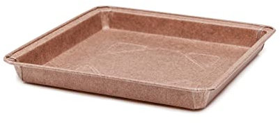 Ecopack Quadratische Einwegformen aus Papier für Torten, Brownies und Flammkuchen, backofenfest bis 220 °C, Maße 16 x 16 x 2 cm, 8 Stück