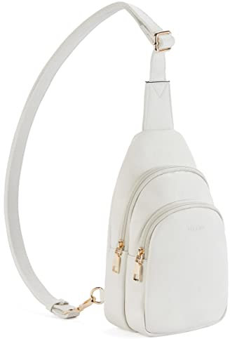 Telena Sling Bag Brusttasche, Crossbody Umhängetasche Damen PU Leder Sport Schultertasche Klein Bauchtasche Stylisch, Beige