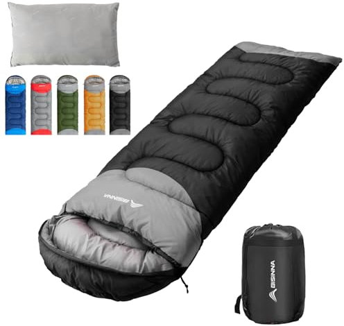 BISINNA Schlafsack 1.9kg 4 Jahreszeiten Wasserdichter Warmer Deckenschlafsack mit Kompressionssack für Erwachsene, Damen, Herren Outdoor Camping, Wandern