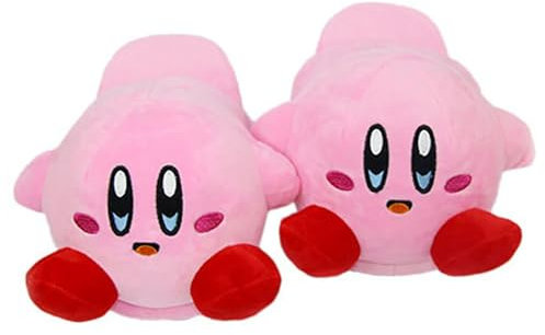 WANHONGYUE Kirby Anime Cosplay House Slippers Furry Indoor Slip On Shoes for Women and Men Red