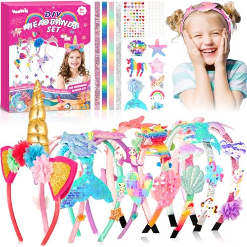 Vautvis Kit De Fabrication De Bandeaux pour Filles, Serre Tete Fille Bricolage, Cadeau Fille 10 Ans, Jouet Fille 4-12 Ans, Accessoire Cheveux Fille, Cadeau Noel Anniversaire pour Enfant Fille