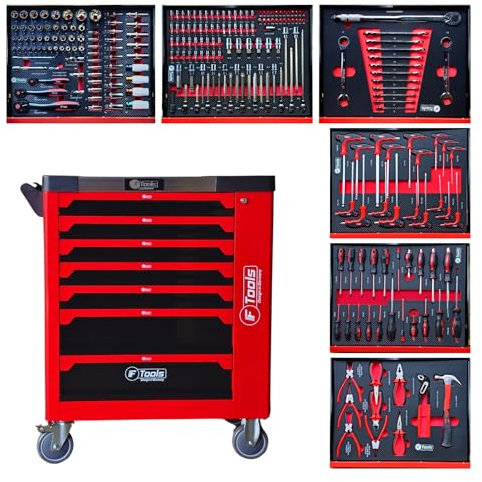 toolcar F-Tools Red XXL verkstadsvagn verktygsvagn fylld med verktyg