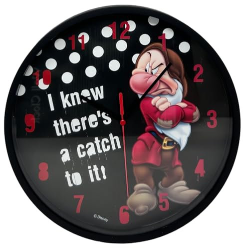 Generico Orologio da Parete Sette Nani - Brontolo, Diametro 24 cm | Idea Regalo per Cameretta Bambino