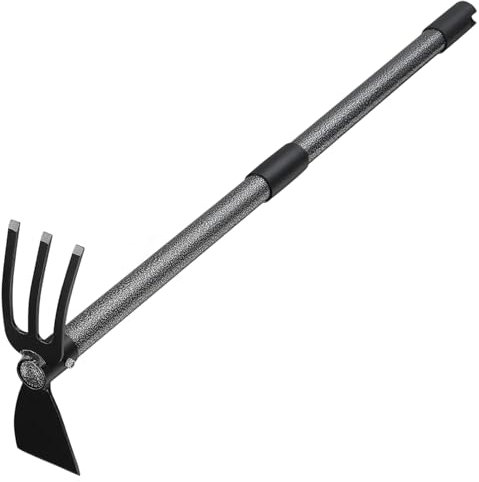 Hoe Garden Tool, 78cm 2-in-1 Heavy Duty Dual-Head Weeding Tool with Adjustable Long Handle, Hoe Cultivator Hand Garden Tools for Weeding, Tilling, Lawn Yard Flower Bed Gardening