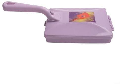 Barredora de mano de doble cepillo para limpieza sin esfuerzo de mesa y alfombras para polvo y migas (morado)