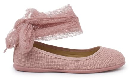 Pisamonas Ballet Flats I Lin Med Rem Och Tyllrosett Size 35 Color Gamla Rosa