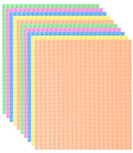 Anseom 10 Piezas Paño de Limpieza Reutilizables, Paños de Esponja Absorbentes para Cocina, Paños de Cocina Biodegradables, Toallitas de Limpieza Secado Rápido para Cocina Hogar