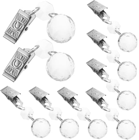 GALPADA 12 Pièces Pèse Table Cristal Transparent avec Clips Métalliques pour Décoration de Nappes et Drapeaux de Jardin Poids Décoratifs pour Tables Extérieures et Événements