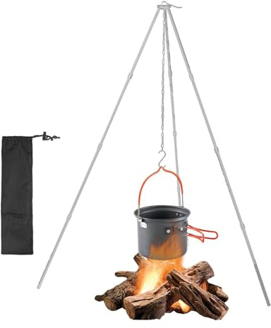 Campingutrustning köksstativ lägereld kökstillbehör utomhus campingstativ med justerbar kedja aluminiumlegering lätt vikbar överlevnadsutrustning