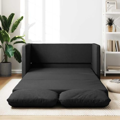 Mimdixy Sofás Sofá Modular Pequeño,Sofá Cama de Suelo 2 en 1 Tela Negro 112x174x55 cm,para Sala De Lectura,Estudio