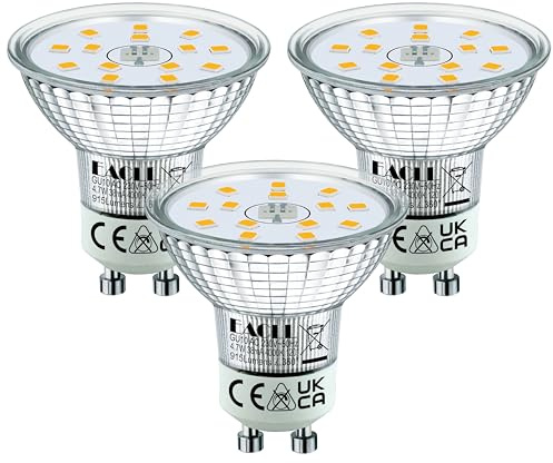 EACLL Clase B Alta Eficiencia Bombillas LED GU10, Pack de 3, 915lm 4000K Blanca Neutra, 4.7W Equivalente 120W Halógena, Sin Parpadeo Focos, 120 ° Spotlight, Ø50xH53mm Reflectora, No Regulable