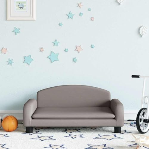 Kaloriko Barnsoffa brungrå 70 x 45 x 30 cm tyg barnmöbler sittgrupp barnrum babyrum växer bekvämt stabil robust mysig