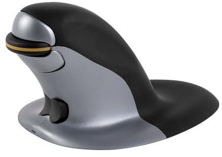Fellowes Penguin - Ratón (Ambidextrous, Laser, RF Wireless, 1200 dpi, 181.43 g, Black,Silver)