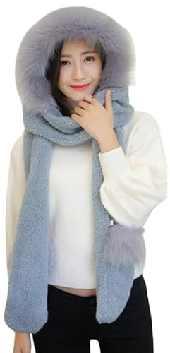 Femme Ensemble d'hiver Bonnet Echarpe Gants 3 en 1 en Fausse Fourrure Chapeau d'hiver Tour de cou Fourreau d'oreilles Protection Tête/Oreilles/Cou/Mains Doux Confortable pour Sports en Plein air