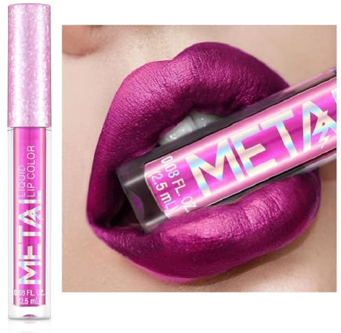 Allbesta Lipgloss Rouge à lèvres imperméable à l'eau brillant à paillettes scintillant métallique durable