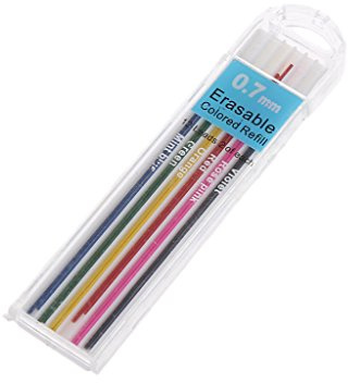 fatteryu 1 Scatola da 0,7 mm di Ricambio per matite meccaniche Colorate Piombo cancellabile Studente cancellabile