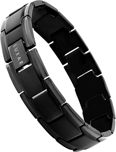 LUXAR Bracelet à maillons en titane pour homme | Bracelet réglable en titane massif conçu pour les hommes, Titane,