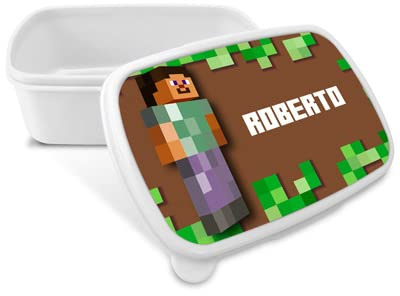 LolaPix Portamerienda infantil. Caja merienda infantil, niña y niño. Caja merienda con nombre y curso. Apta microondas y libre BPA, Filatos y metales pesados. Regalos personalizados. MINE