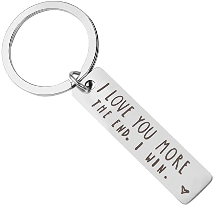 FUYOAL Couples Keychain I Love You More The End I Win Keyring Gifts for Boyfriend Girlfriend Husband Wife Keychains Gifts for Him Her Birthday Anniversary Valentine's Day, Silver